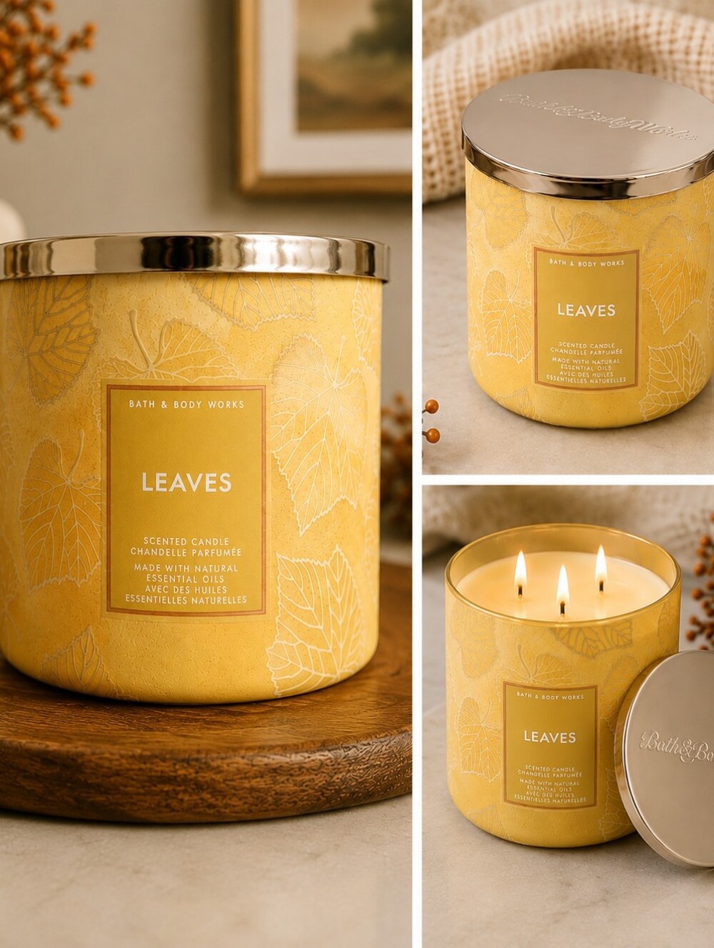Bath & Body Works Yellow Leaves Scented 3-Wick Candle